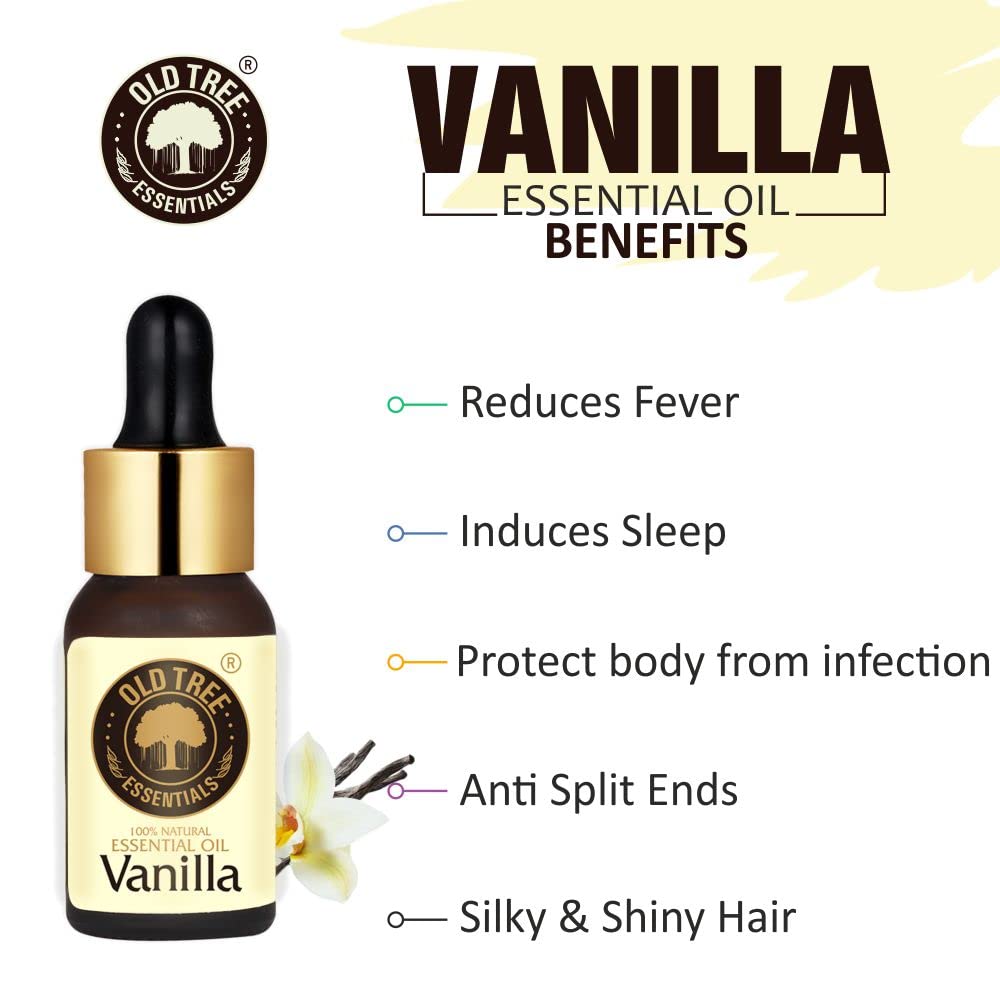 Old Tree Vanilla Essential Oil for Home Fragrance (30ml) - Essential Oil for Skin, Face, Hair, Diffuser, Candle Making - Pure Vanilla Scent Oil with Dropper for Aromatherapy & Relaxation
