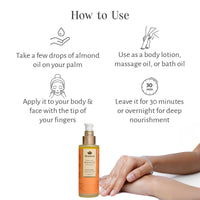 Shankara Organic Sweet Almond Oil, Cold-Pressed, Chemical-Free, Vitamin-Rich Moisturizer for Skin and Hair, Natural Almond Oil for Men and Women, 100ml