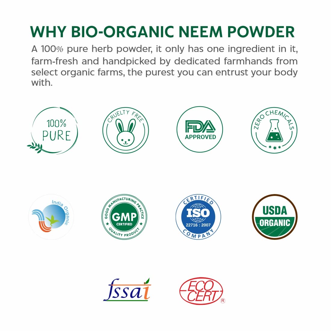 INDUS VALLEY Neem Powder | Organic Azadirachta indica, 100% Organic & Chemical Free Hair Cleanser For Healthy Hair - (100g)