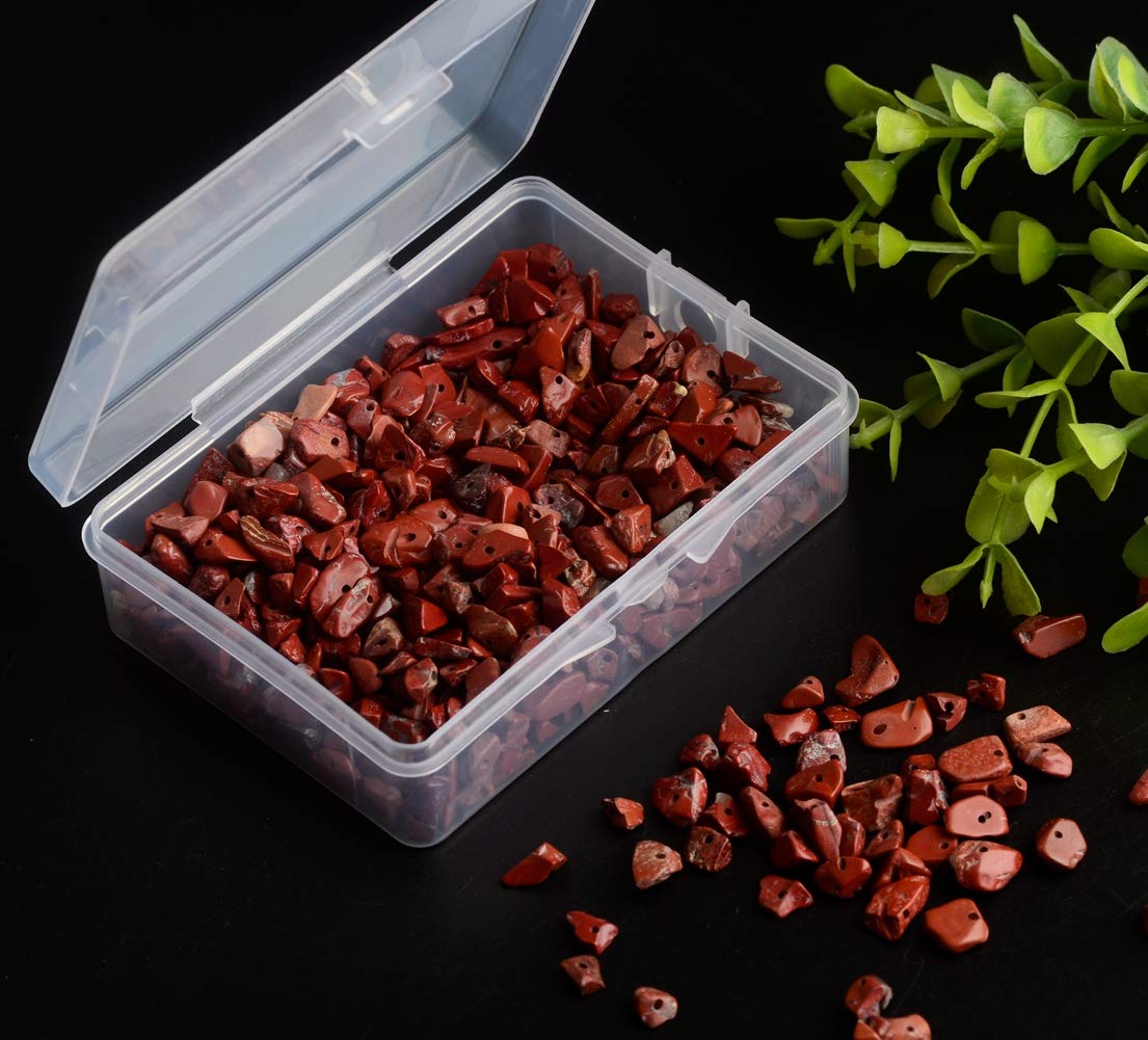 Natural Chip Stone Beads Red Jasper 5-8mm About 400 Pieces Irregular Gemstones Healing Crystal Loose Rocks Bead Hole Drilled DIY for Bracelet Jewelry Making Crafting (5-8mm, Red Jasper)