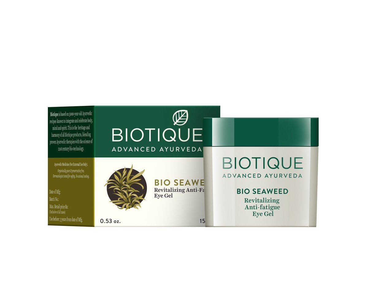 Biotique Bio Fruit Whitening Lip Balm, 12g And Biotique Bio Seaweed Revitalizing Anti Fatigue Eye Gel, 15g