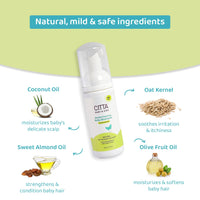 CITTA Gentle Foaming Baby Shampoo | Tear-Free & Dermatologist Approved | Prevents Cradle Cap | Natural Care with Coconut, Olive & Oats | Safe for Newborns & Kids (0-10 Years) | Now in 50ml