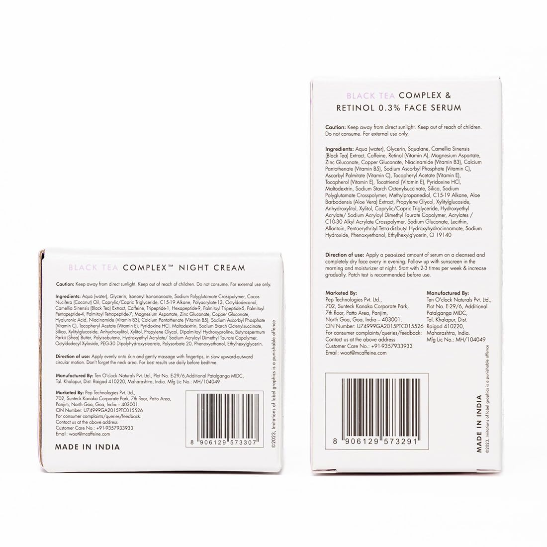 mcaffeine Anti-Ageing Routine Powered By 0.3% Retinol & Black Tea Complex, For Fine Lines & Wrinkles, Boosts Collagen By 80% & Fights Signs Of Ageing, For Women & Men - Pack Of 2 - Cream