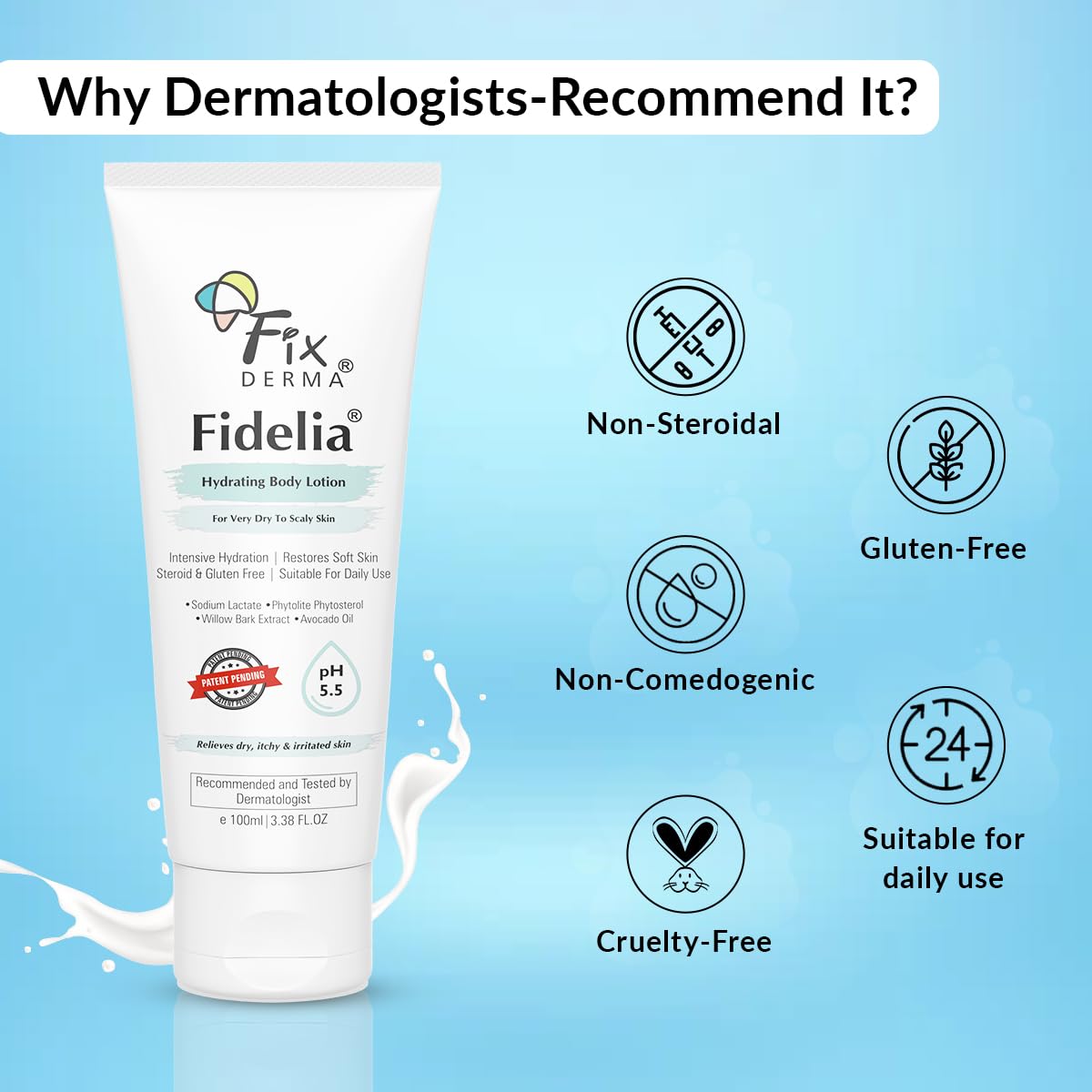 Fixderma Fidelia Hydrating Body Lotion | Moisturizer for face & Body | Body lotion for Winter | Body lotion for Women & Men Hydrating Lotion - 100 ml (Pack of 1)