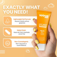 Sotrue Lightweight Gel Sunscreen SPF 50+ PA+++ for Face | Matte Finish & Water-Resistant | No White Cast, 1% Niacinamide & Vitamin C | Broad Spectrum UV Protection | Fragrance-Free | All Skin Types | 50ml