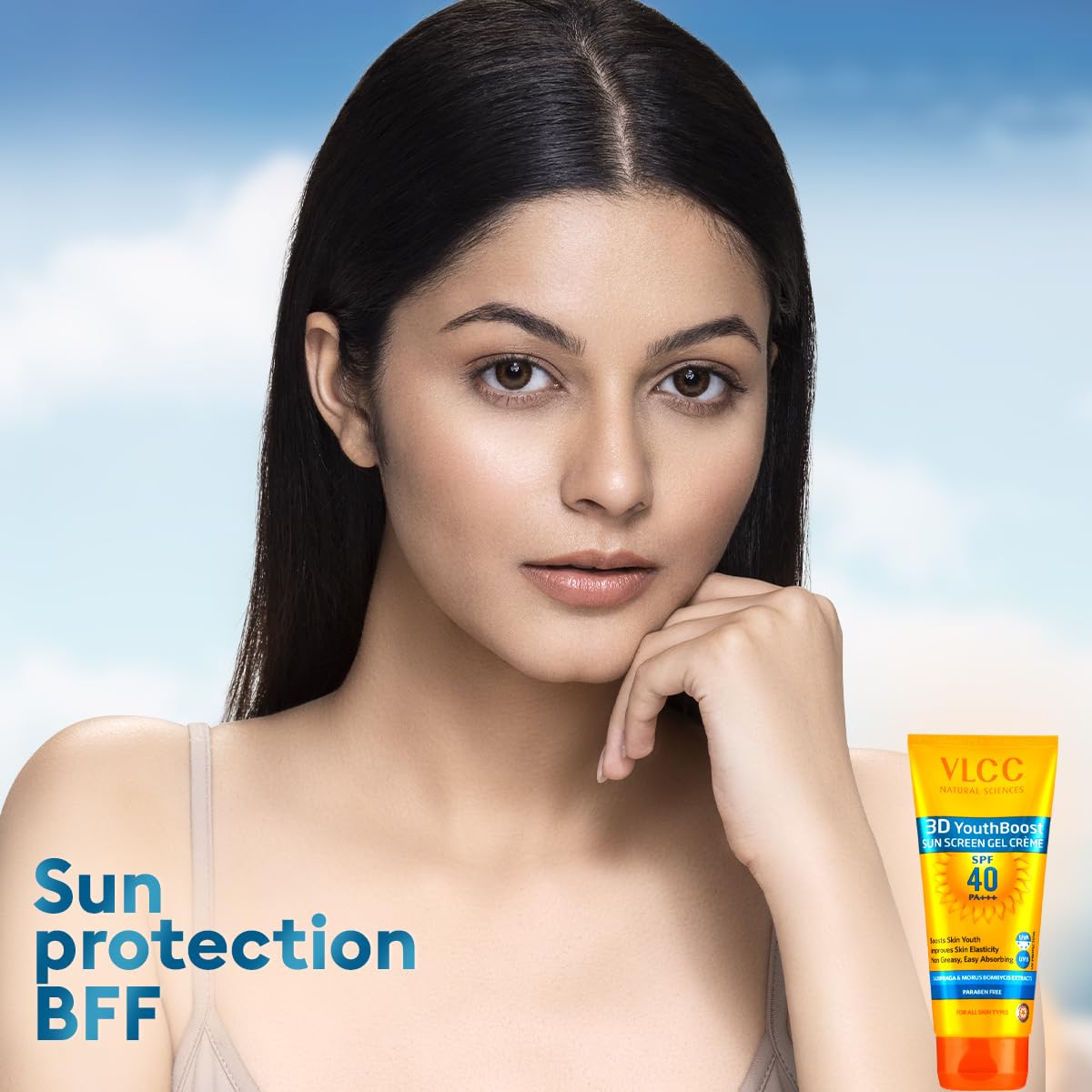 VLCC 3D Youth Boost SPF 40 +++ Sunscreen Gel Crème - 100g | UVA & UVB Protection | Broad Spectrum Sunscreen for Skin Elasticity, Firmness & Reduced Skin Pigmentation.