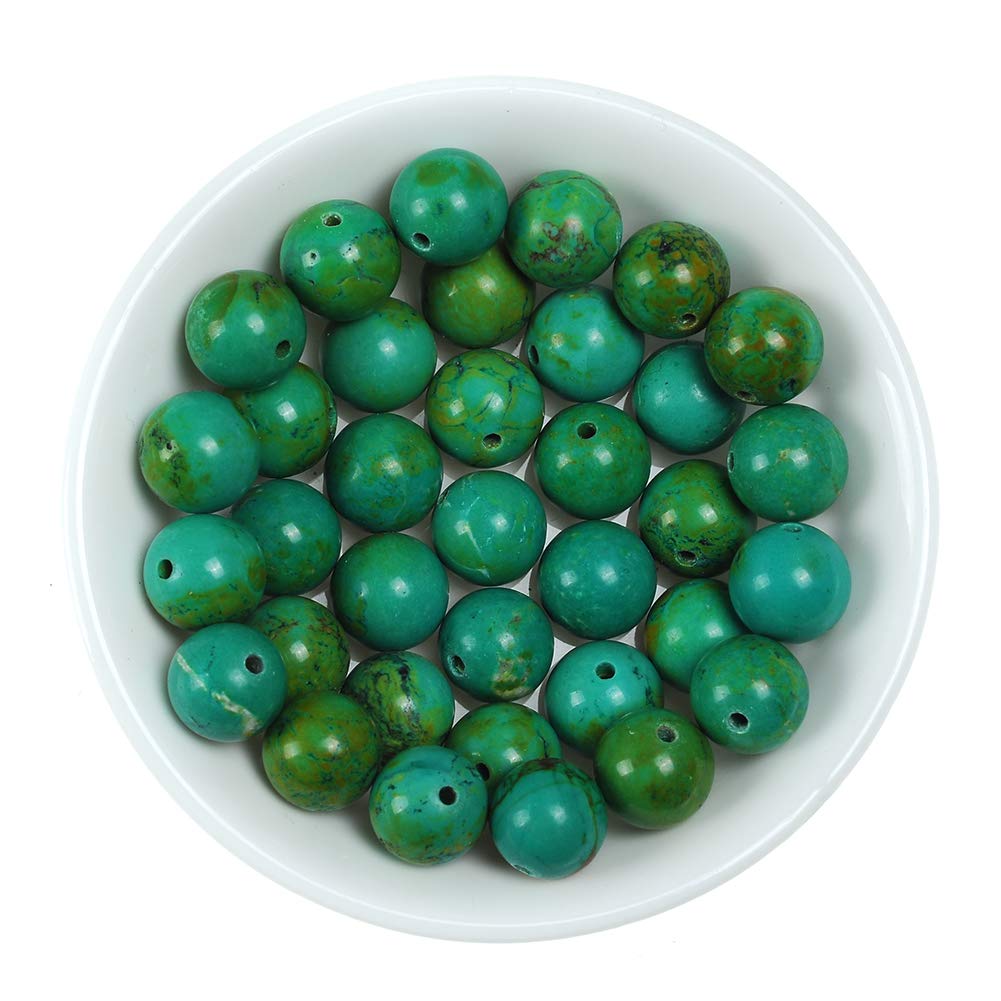 Natural Stone Beads 8mm Green Turquoise Gemstone Round Loose Beads Crystal Energy Stone Healing Power for Jewelry Making DIY,1 Strand 15"