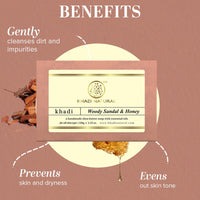 Khadi Natural Woody Sandal & Honey Soap| Even Outs Skin Tone| Makes Skin Glow | Suitable for All Skin | Pack of 3 | (100 * 3) (300 gm)