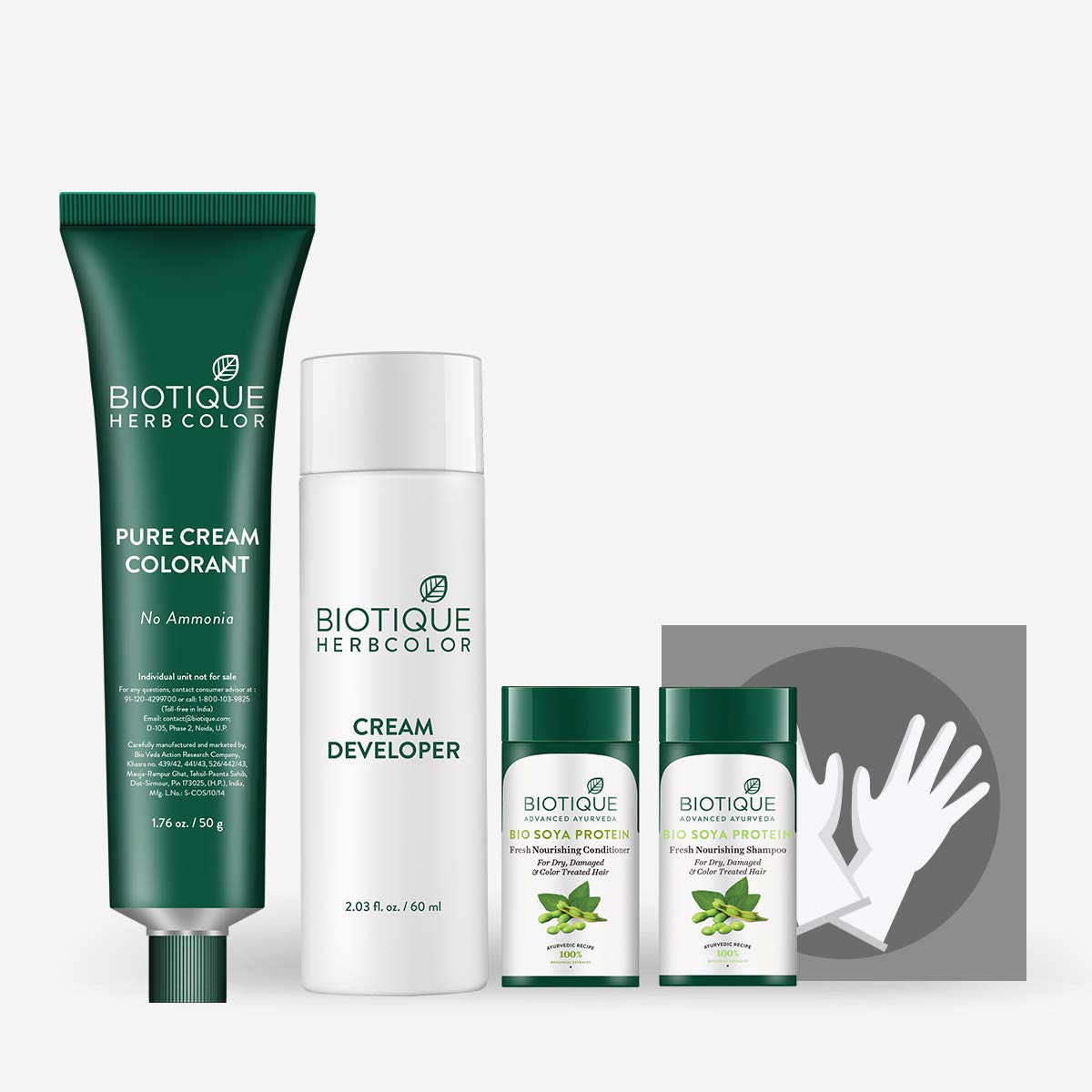 Biotique Bio Herbcolor Conditioning Hair Color, 50g + 110ml - Darkest Brown 3N (Pack of 1) & Biotique Bio Quince Seed Nourishing Face Massage Cream For Normal To Dry Skin, 50G
