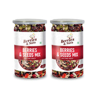 Berries And Nuts Trail Mix | Berries & Seeds Mix | 400 Grams | 2 Bottle of 200 Grams | Cranberries, Blueberries, Gojiberries, Strawberries, Pumpkin, Sunflower, Chia, Watermelon, Flax Seeds