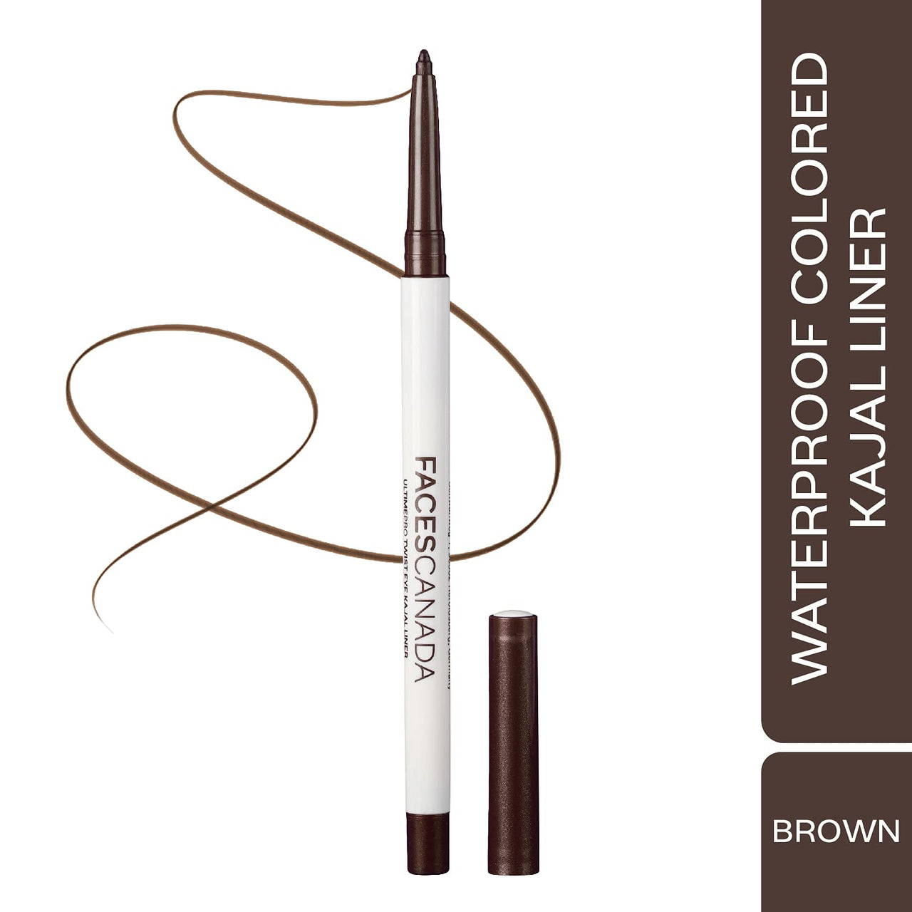 FACES CANADA Ultime Pro Twist Eye Kajal Liner - Brown, 0.35g | High Impact Intense Color In 1 Stroke | 24HR Long Stay | Matte Finish | Soft Texture | Waterproof & Smudgeproof | Made With Carnauba Wax