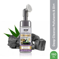 WOW Skin Science Charcoal Foaming Face Wash | Built in Brush for Deep Cleansing | All Skin Types | Fresh, Clear Skin | Paraben & Sulphates Free | For Women & Men | 150 ml