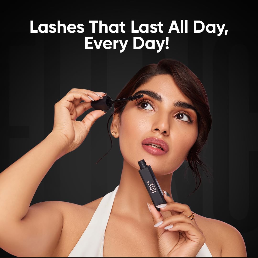 Flénc Fringe Mascara Waterproof Volumizing for Women | 24-Hour Longlasting & Smudge-Proof | Volumizing, Curling & Elongating Mascara | Jet Black Eye Makeup | 15 ml