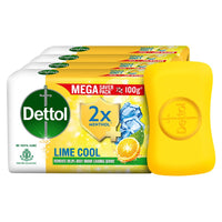Dettol Lime Cool Bathing Soap Bar with 2x Menthol (400gm) | Long Lasting Freshness, 100gm Pack of 4