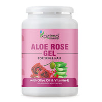KAZIMA Aloe Rose Gel for Face and Body, 1kg | with Olive, Vitamin E and Pure Aloe Vera for Soothing, Hydrating, and Moisturizing | Aloe Rose Soothing Gel for Senstitive & Irritated Skin
