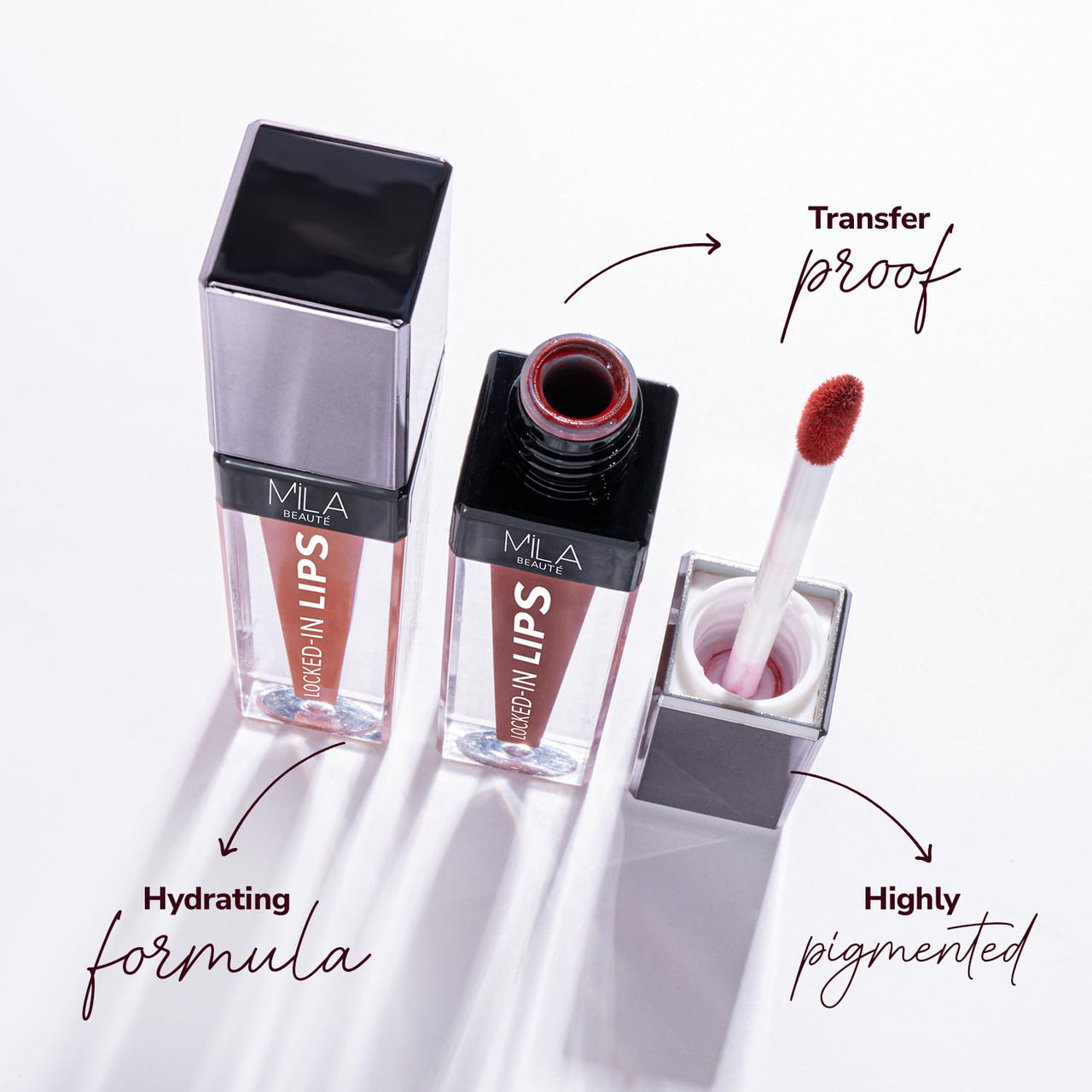 Mila Beauté Locked In Lips Transfer Proof Liquid Lipstick | 12 Hrs Non Transfer | Highly Pigmented and Hydrating | Transfer Proof Formula with Hyaluronic Acid | Smooth Glide Application - (Milk Tea, 4.5 ml)