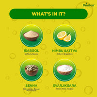 Brinton Tummy Fresh To Relief From Constipation, Gas & Acidity | Improves Digestion | Soluble Isabgol | Effervescent | Zesty Lemon Flavour (Sugar-Free) - 100g