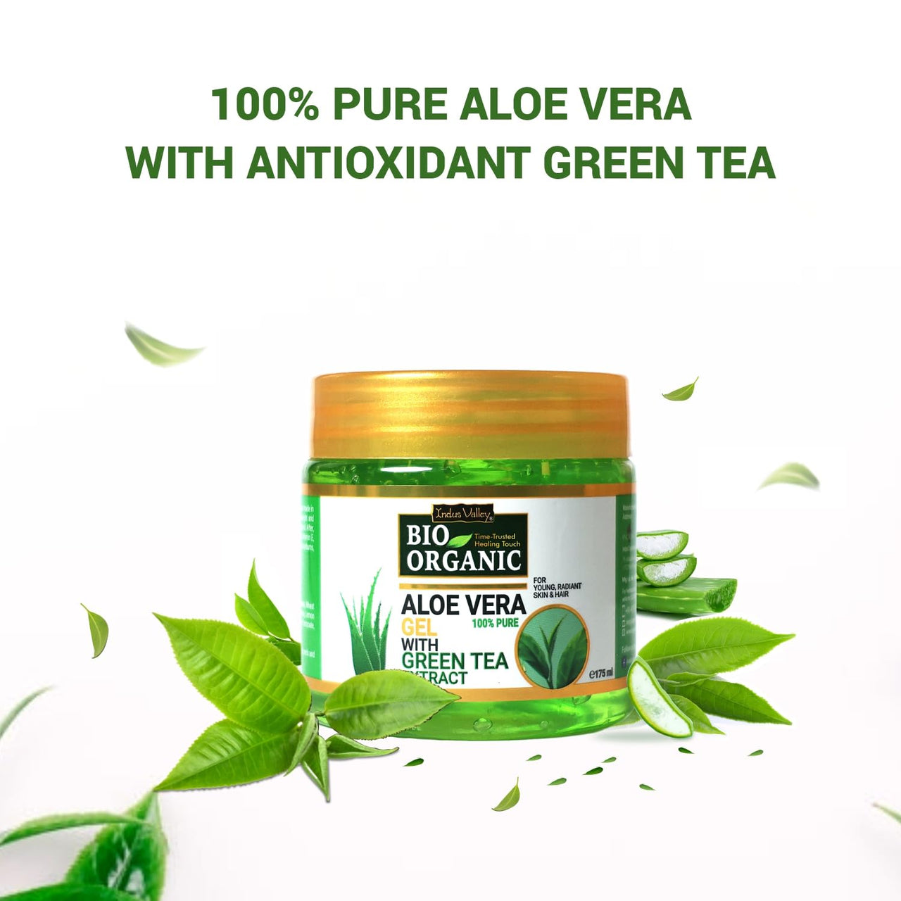 INDUS VALLEY Bio Organic Non-Toxic Aloe Vera Gel Set of 3 for Acne, Scars, Glowing & Radiant Skin Treatment (175x3=525ml)