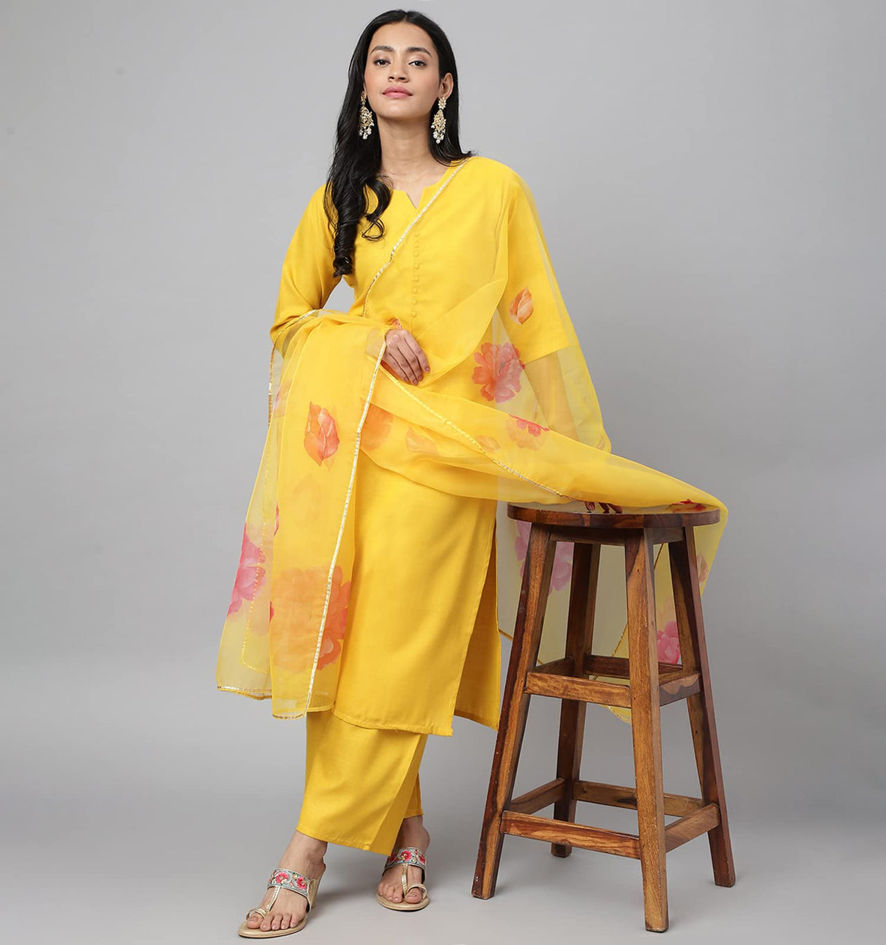 RATAN Straight Salwar Suit Kurta Palazzo Set with Printed Dupatta for Women