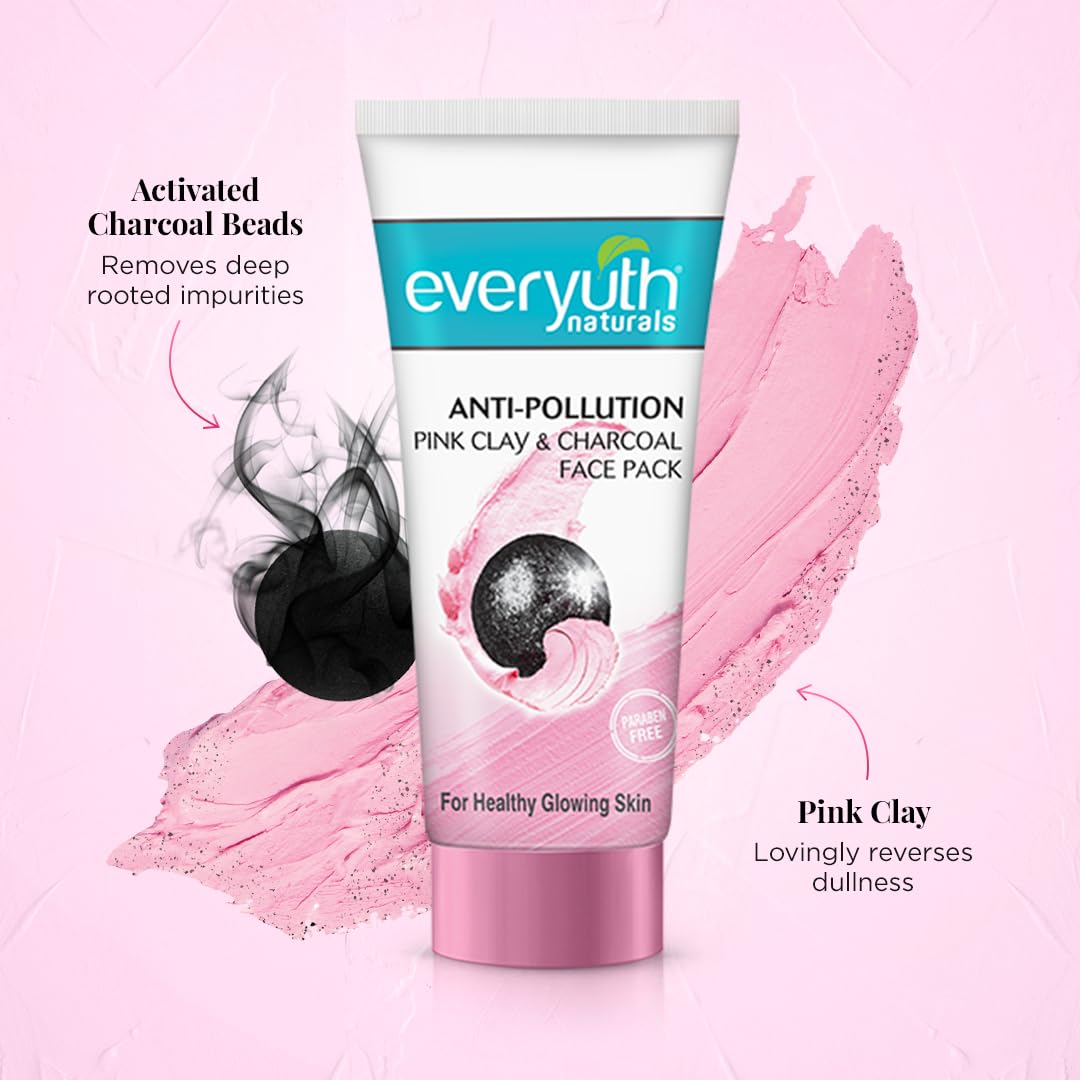 Everyuth Naturals Anti Pollution Pink Clay & Charcoal Face Pack 100g