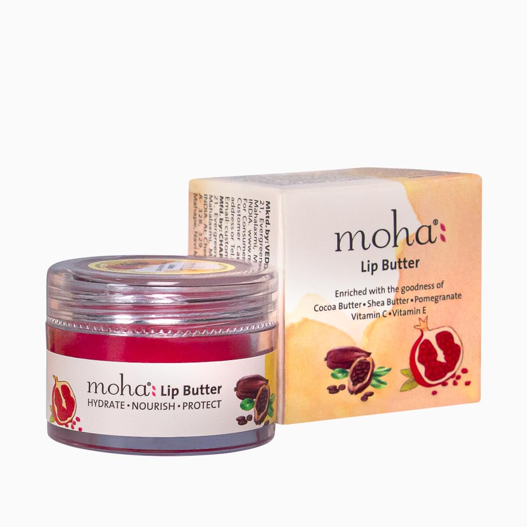 moha Vedistry : Lip Butter For Dry And Pigmented, Damaged & Chapped Lips|Hydrating & Nourishing|Enriched With Cocoa Butter, Shea Butter & Essential Oils For Pink, Glossy & Soft|10 Gm