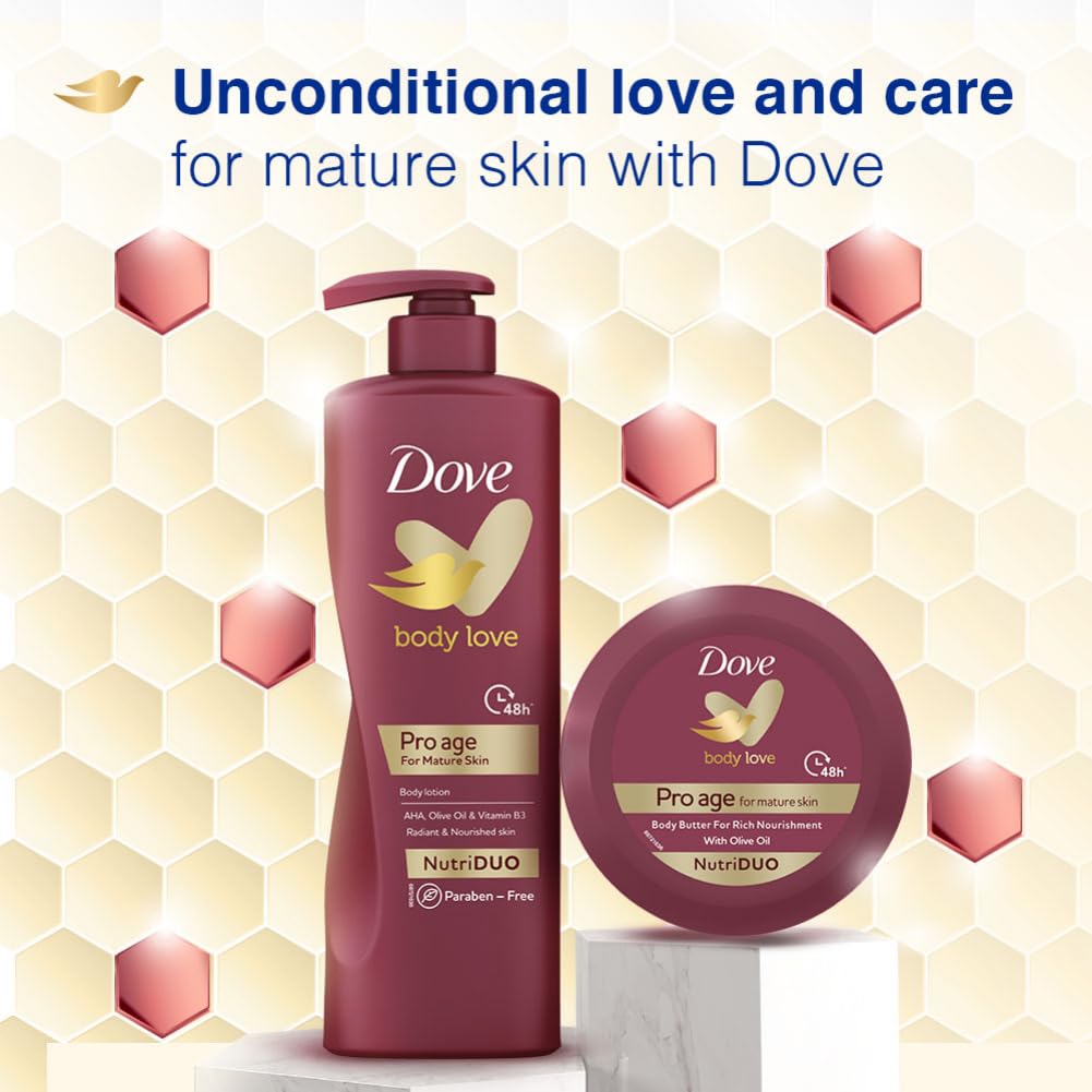 Dove Body Love Pro Age Body Lotion for Mature Skin 48hrs Moisturisation|| Paraben Free|| With Vitamin B3 & Olive Oil|| For Nourished Radiant Skin 400 ml