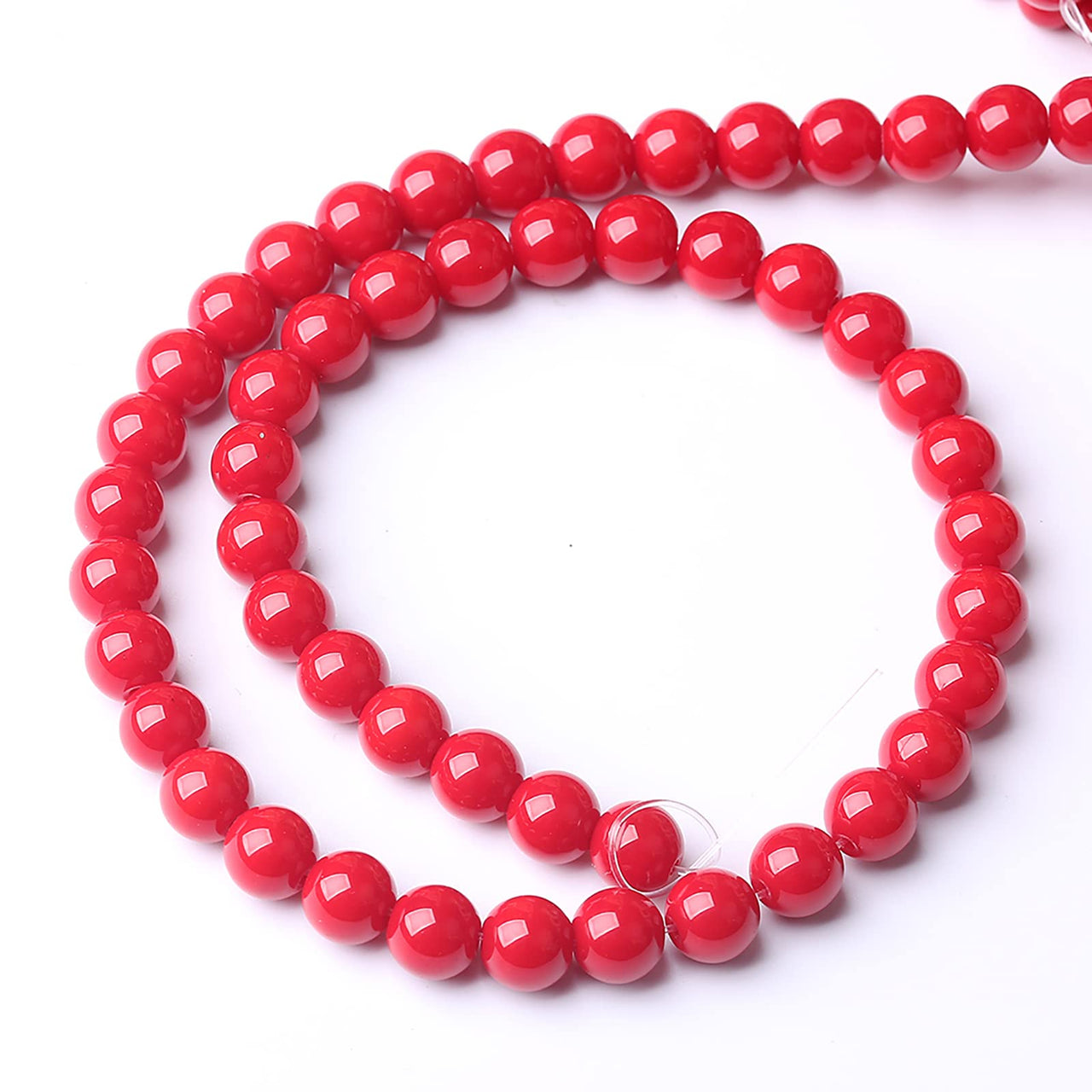 12MM 32pcs Red Glass Beads for Jewelry Making Round Loose Spacer Crystal Energy Healing Power Stone Beads DIY Bracelet Necklace Accessories 12mm