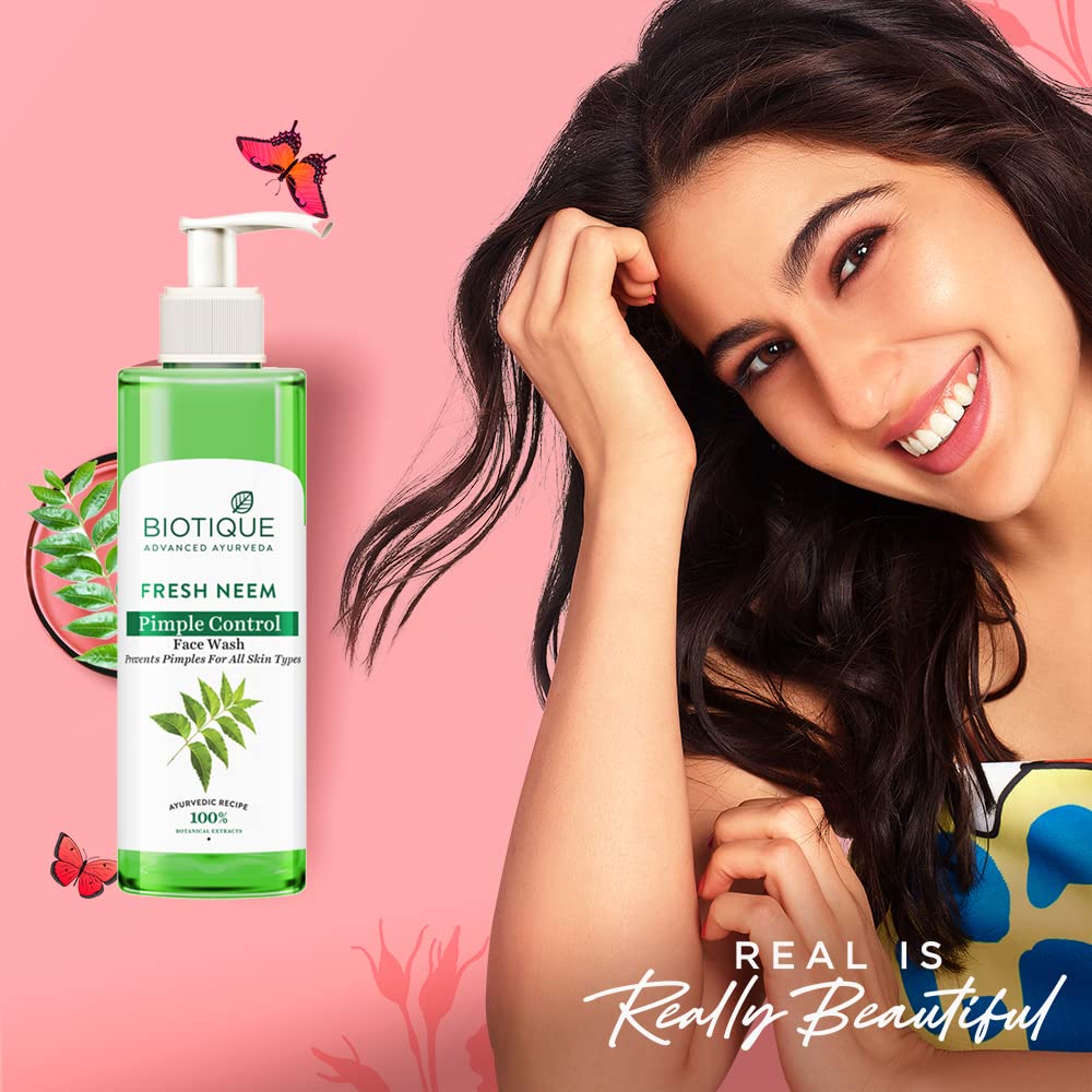 Biotique Fresh Neem Pimple Control Face Wash| Ayurvedic and Organically Pure| Prevents Pimples |100% Botanical Extracts| Suitable for All Skin Types | 200mL (Pack of 3)