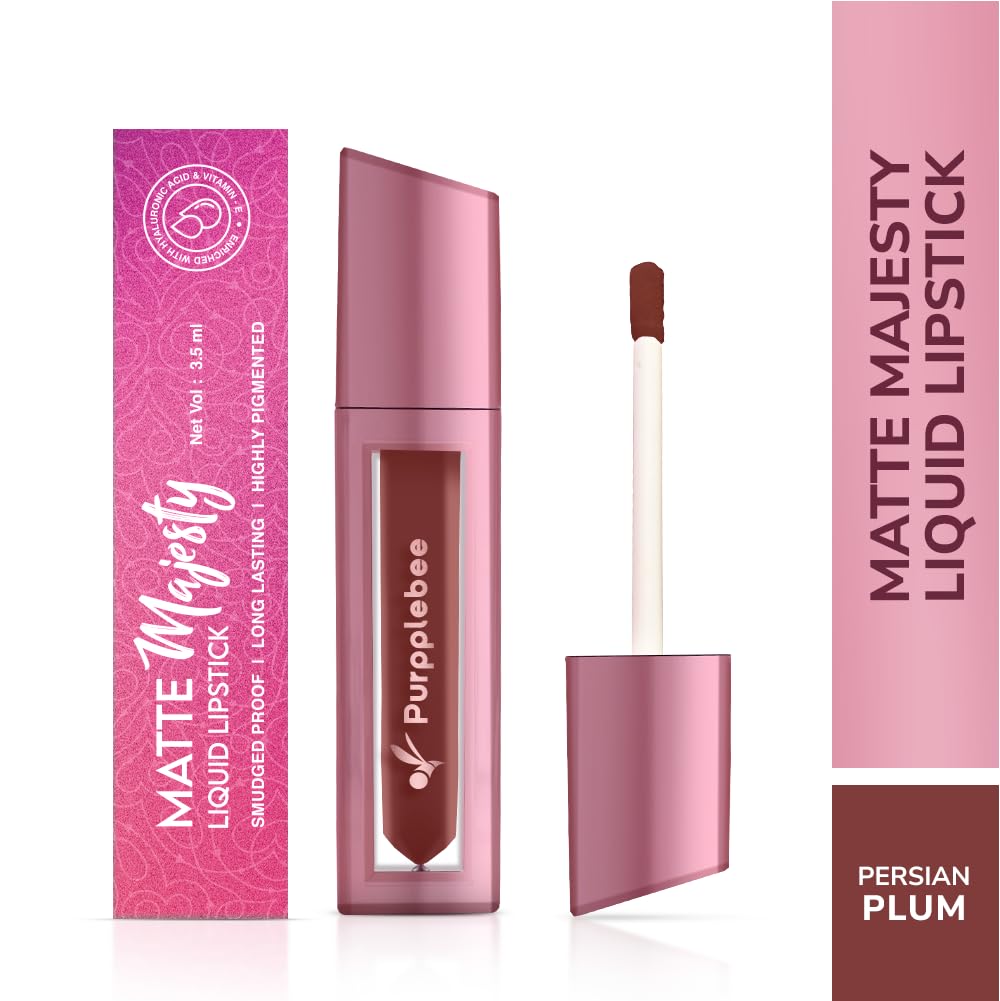 MATTE Majesty Liquid Lipstick Smudged Proof Long Lasting Highly Pigmented Water Proof Matte Liquid Lipstick (Persian Plum)