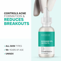DERMATOUCH 10% Niacinamide Serum for Acne & Blemishes| Oil Balancing with Zinc PCA | For Acne Prone skin | 30ml