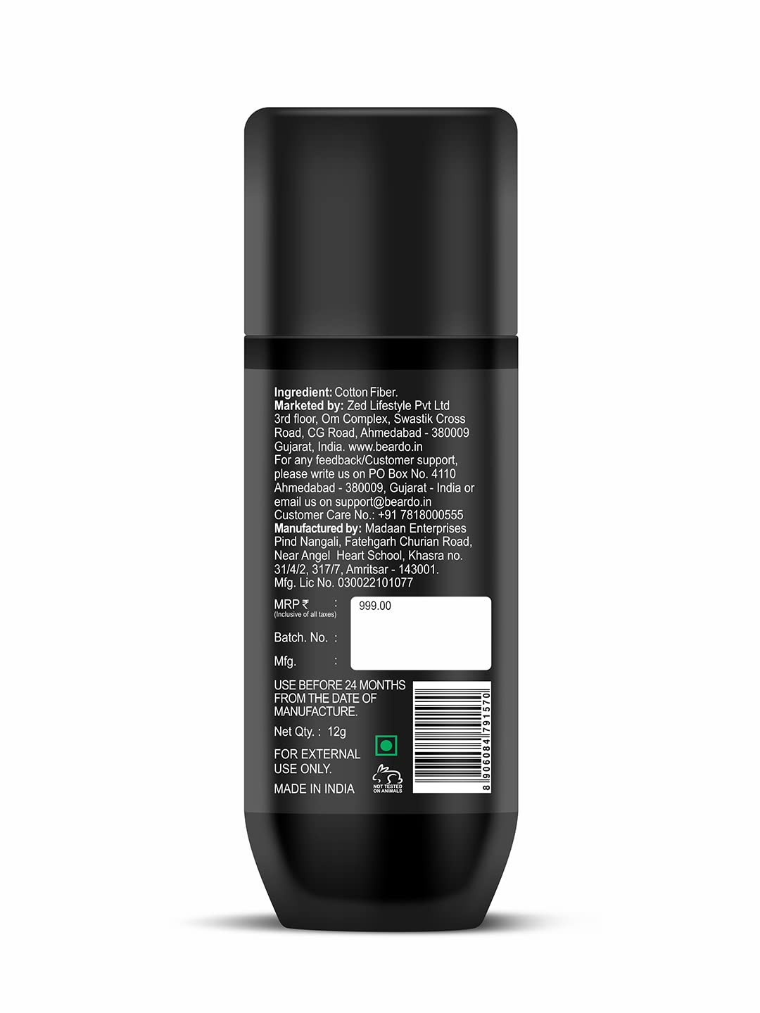 Beardo Hair Building Fiber for Men | Instantly Cover Bald Spots | Bald Spot concealer |Hair Thickening Powder | Hair Styling | 12 gm