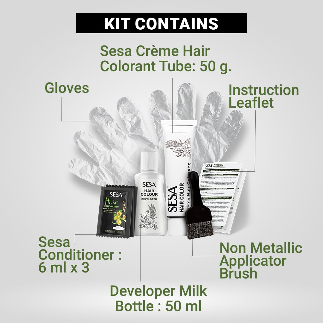 SESA Burgundy Hair Colour For Women and Men Long Lasting for Natural Shiny Smooth Hair with Rosemary, Calendula and Heena, 100% Grey Coverage - Burgundy