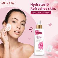 Meglow Pure & Natural Rose Water Spray for Face(Pack of 2)-100ml,Face Mist for Glowing Skin|Gulab Jal For Skin|Face toner|Makeup Remover|Alcohol & Paraben Free| Tighten the Open Pores-for Men & Women