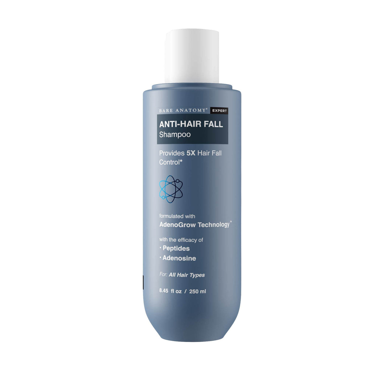 Bare Anatomy Anti Hair Fall Shampoo | 5x Hair Fall Control & Growth|Contains Biotin Adenosine, & Peptides | Rosemary, Rice Water, Hyaluronic Acid | For All Hair Types | For Women & Men | 250ml