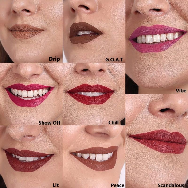 FeMent Clean Beauty Matte Liquid Lipstick For Women, Highly Pigmented, Long Lasting, TransferProof, Lip Makeup, Smudge Proof - 6.5 ML (SCANDALOUS)