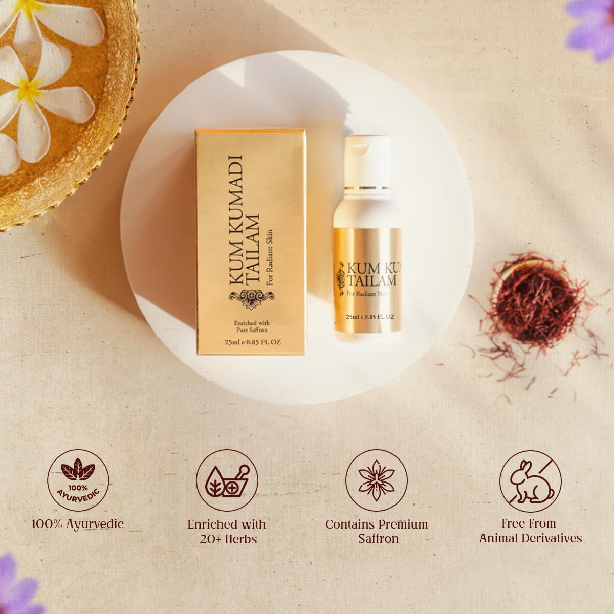 Vasu Kumkumadi Tailam For Face - 25 Ml| Enriched With 14 Powerful Herbs For Glowing & Radiant Skin |Helps to Remove Scars, Wrinkles, Blemishes Uneven Patches