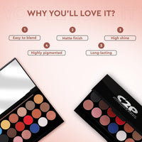 C2P Pro Metal & Matte Eyeshadow Palette, Smooth, Blendable & Creamy Texture, Long Lasting & Full Coverage with Versatile Shades Eyeshadow Kit, 20 grams