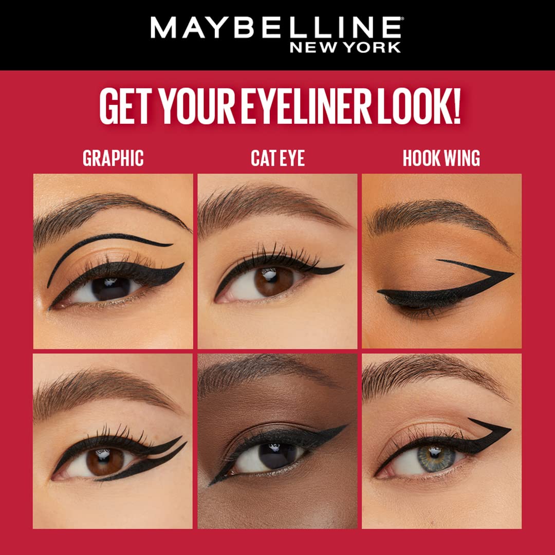 Maybelline New York 48-Hour Dip In Tattoo Eye Liner - Black, Smudge-proof and Heat Resistance, Waterproof Eyeliner. Maybelline 2x Hyper-condensed Carbon Black Eyeliner | 2.1 ml