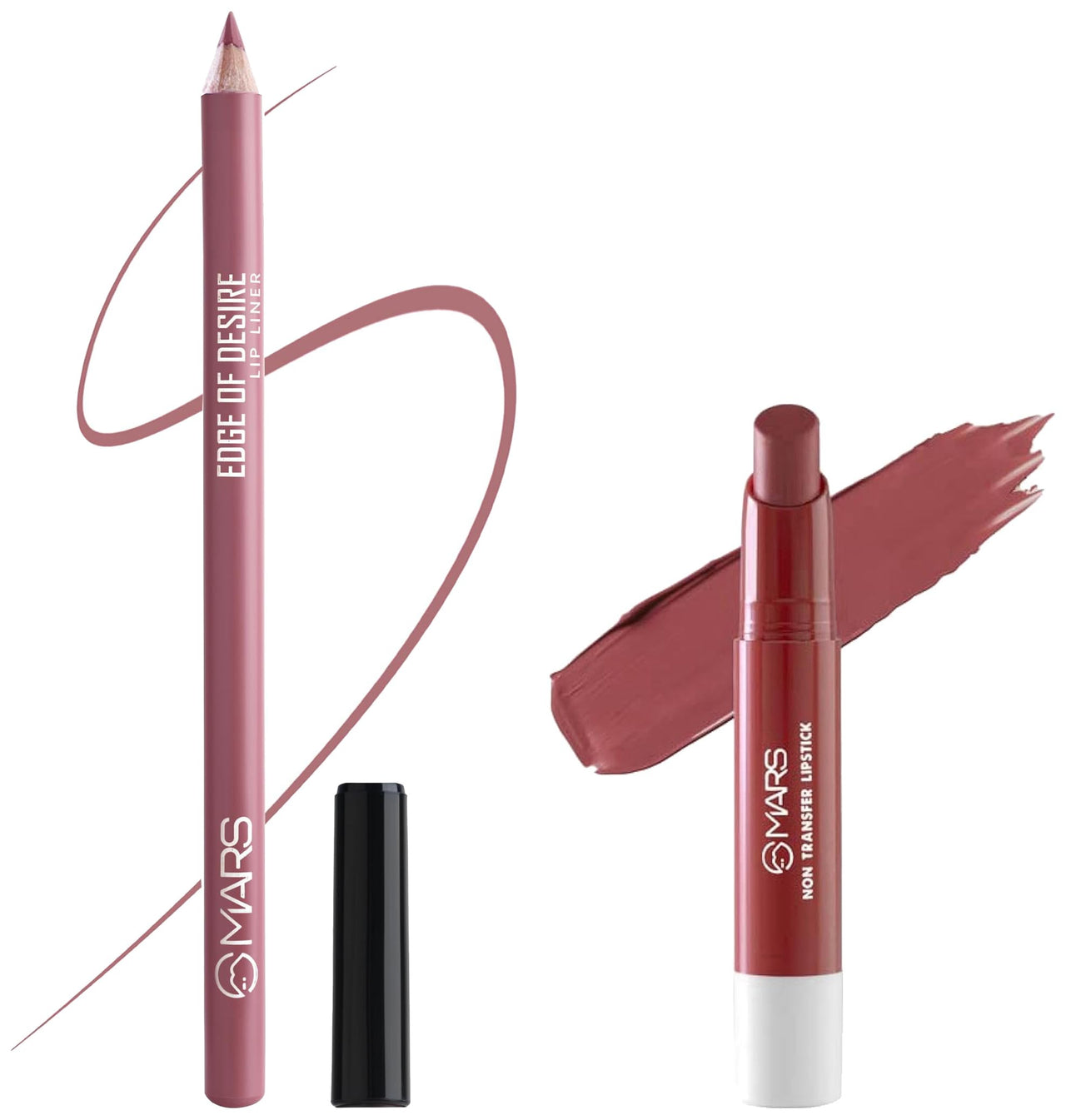 MARS Matte Super Stay Lipstick |(2.6 gm) (02-TREASURE) Matte Lip Liner | One Swipe Smooth Application | Long Lasting Lip Pencil (1.4gm) (17-BARBIE BOLD)