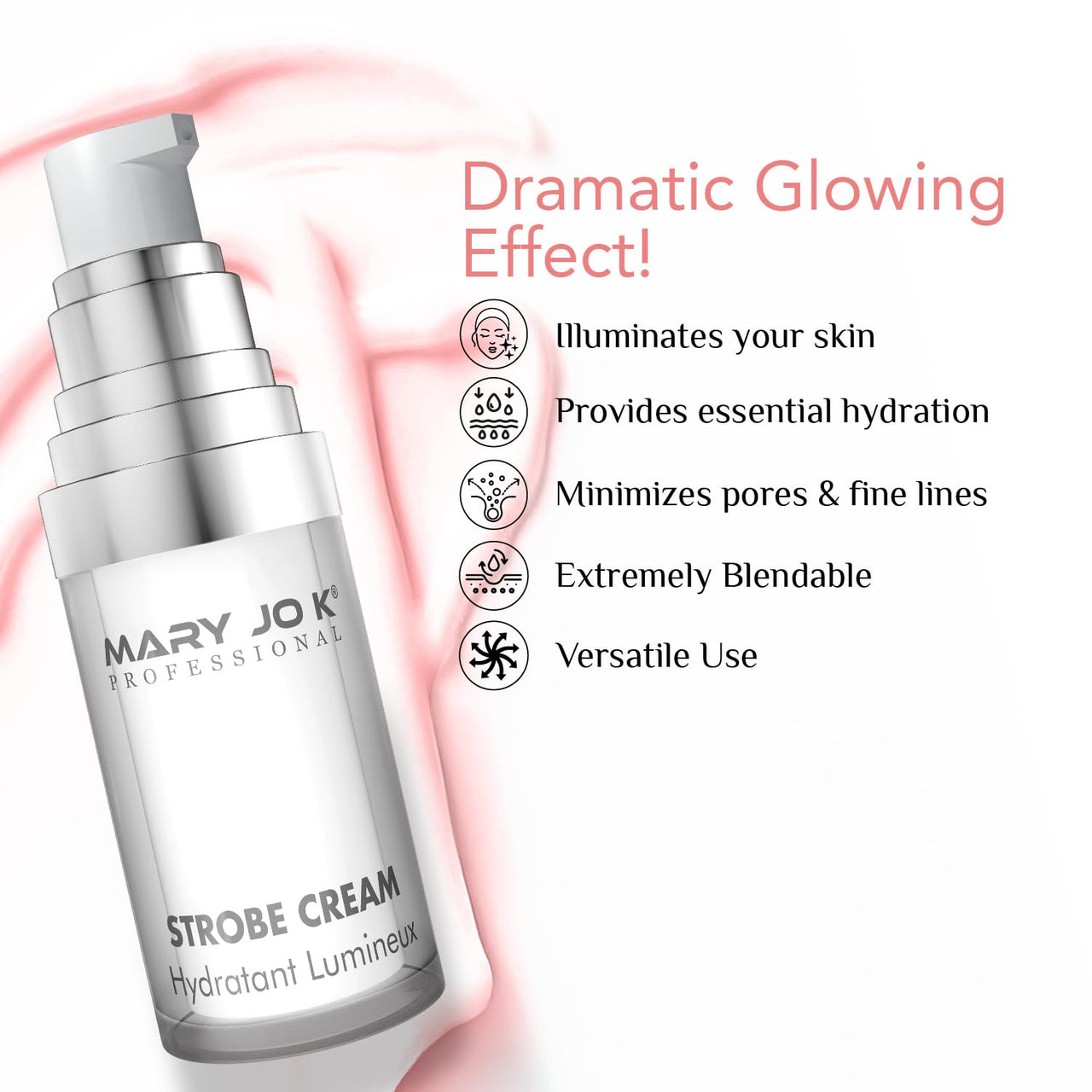 Mary Jo K Professional Strobe Cream, Hydrating Luminous Moisturiser, Makeup Primer