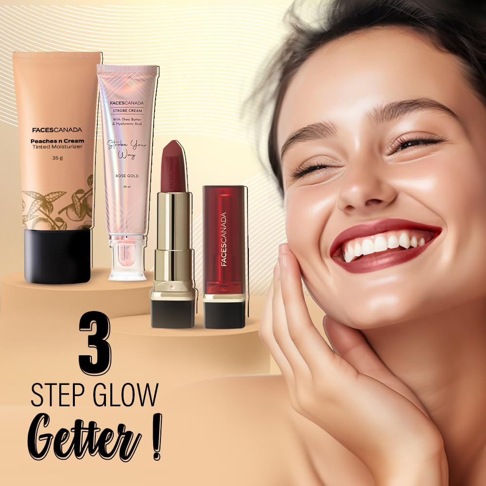 FACESCANADA Ultime Pro Natural Finish Makeup Fixer 50 Ml And Faces Canada Peaches N Cream Tinted Moisturizer - Light 01, 35 G