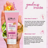 Globus Naturals Rice Ceramide Korean Velvety Skin Face Wash | Improves skin barrier| Ayurvedic Preparation| Paraben Free, Gentle & Mild| Suitable For All Skin Types, 75 gm