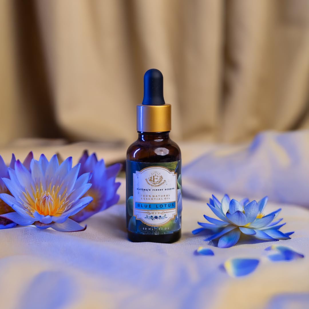 Luxurious Blue Lotus Essential Oil by Enhanced Essentials |Therapeutic Grade,Organic & Natural | Ultra Premium and Highly Concentrated Oil for Home, Diffusers, Skin, Aromatherapy, Bath, Massage,Humidifiers, Soap and Candle making| 30 ml