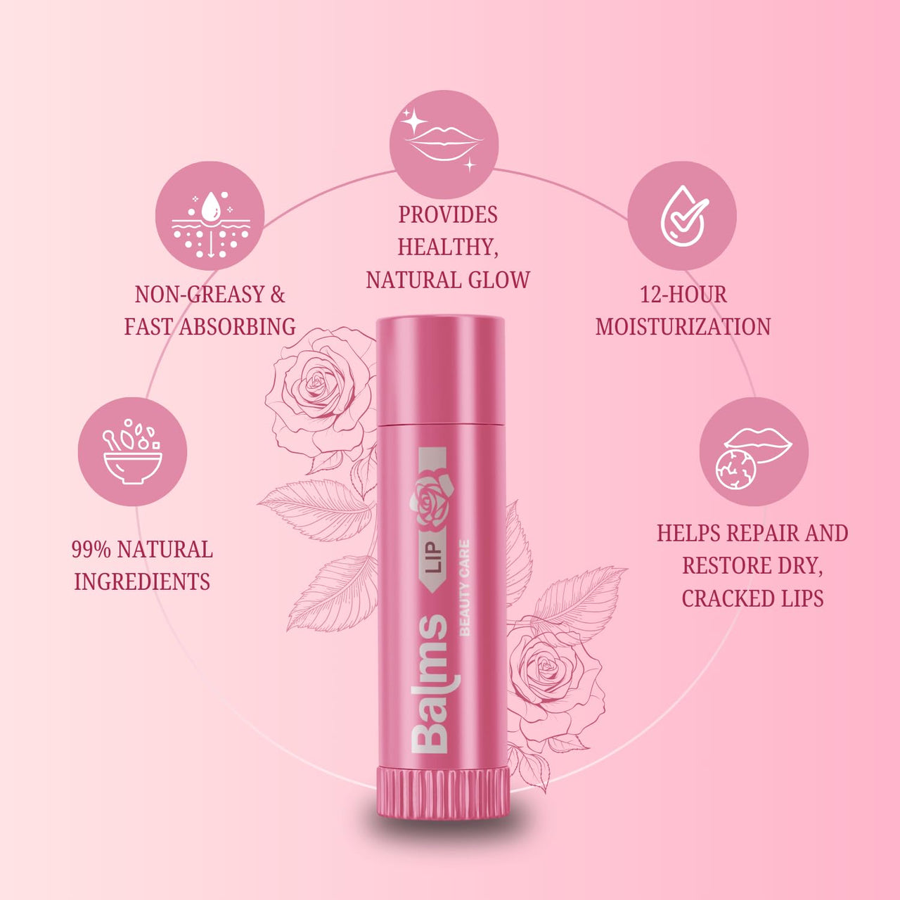 Lakyou Beauty Strawberry Shine Lip Balm | 12 HR Moisturizing & Repair | 99% Natural | Hydrating & Nourishing Lip Care | 3g