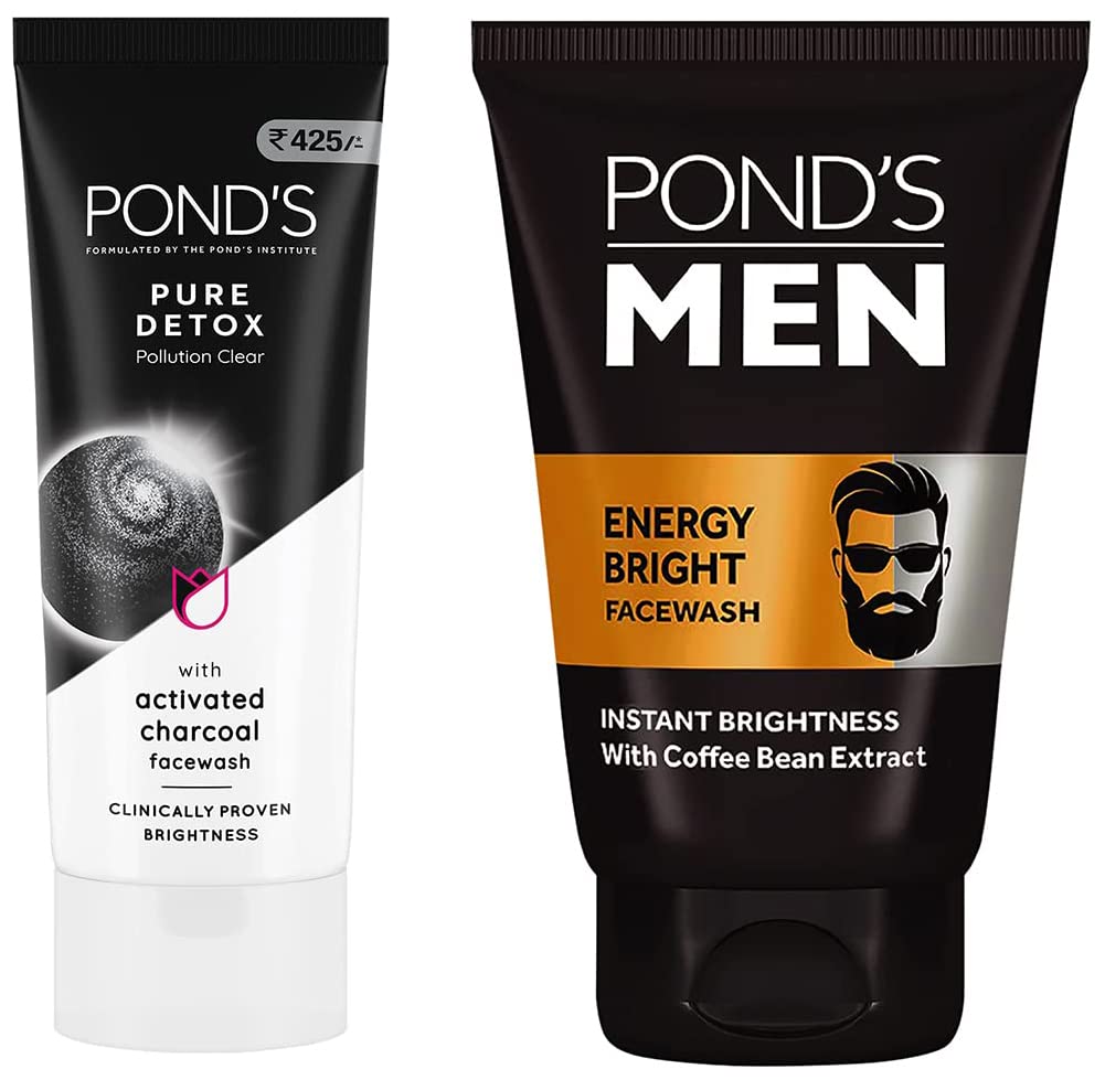 POND's Pure Detox Face Wash 200 g & POND's Men's  Energy Bright Face Wash Coffee Beans Bright Skin, 100g