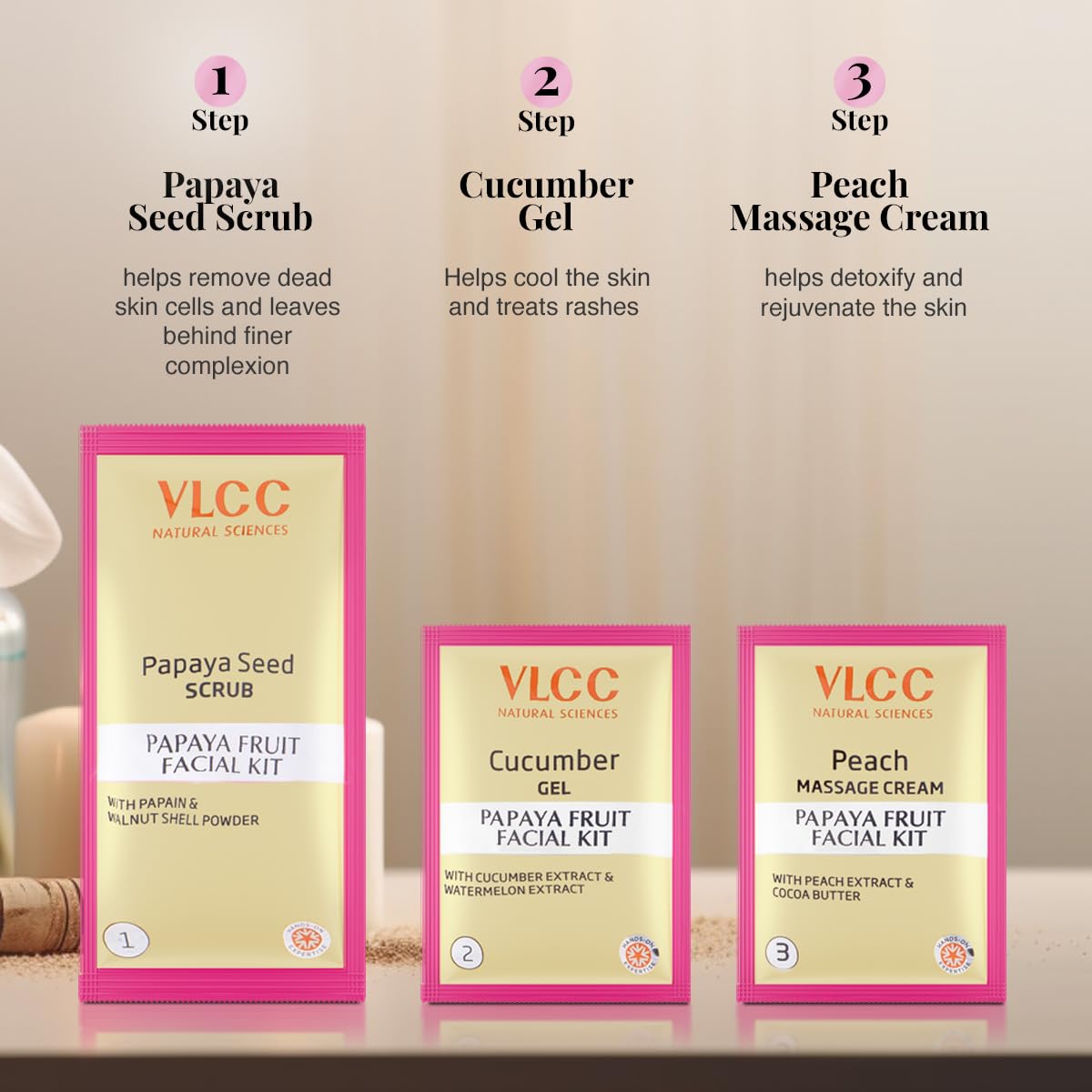 VLCC Salon Series Fruit Facial Kit - ( 6 Facials ) - 300g | At Home Fruit Facial | Tightens Skin, Lightens Dark Spots & Brightens Skin Tone | Papaya, Cucumber, Peach, Orange & Green Apple.