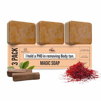 Generic Hamare Ghar Magic Soap Tan Removal Pack Of 3 | Sandalwood & Saffron Magic Soaps For Bath (100 Gms Pack Of 3) | Paraben Free | Chandan & Kesar Bath Soap | Handmade Soaps For Glowing | Skin Brightening For Men & Women