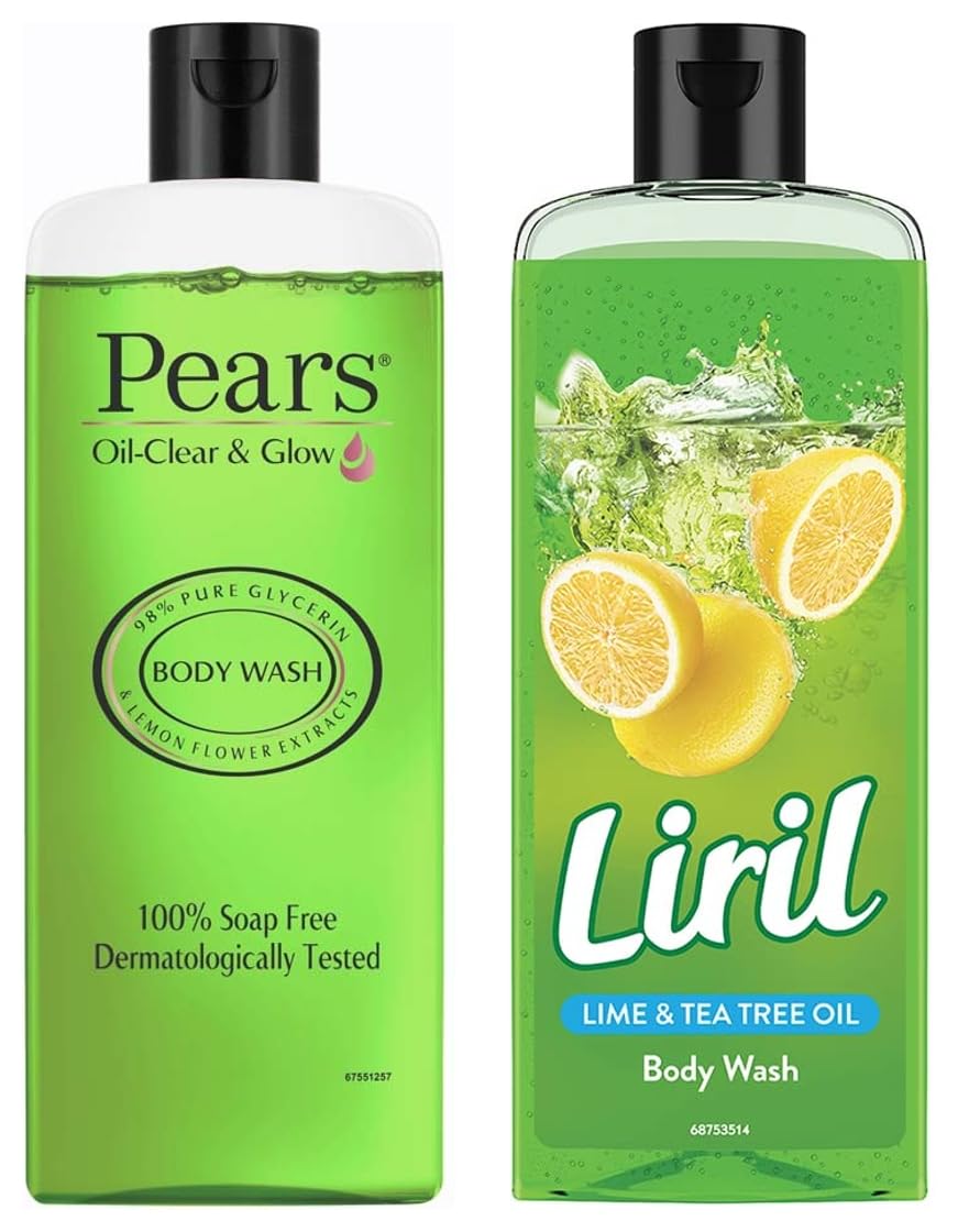 Liril Lemon and Tea Tree Oil Body Wash, 250 ml & Pears Oil Clear and Glow Shower Gel, 250ml