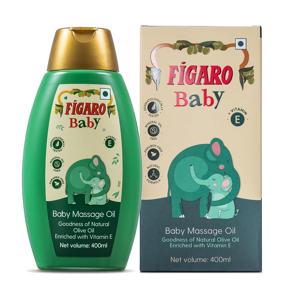 Figaro Baby Massage Oil with Goodness of Natural Olive oil enriched with vitamin E, Dermatologically tested, 400 ml