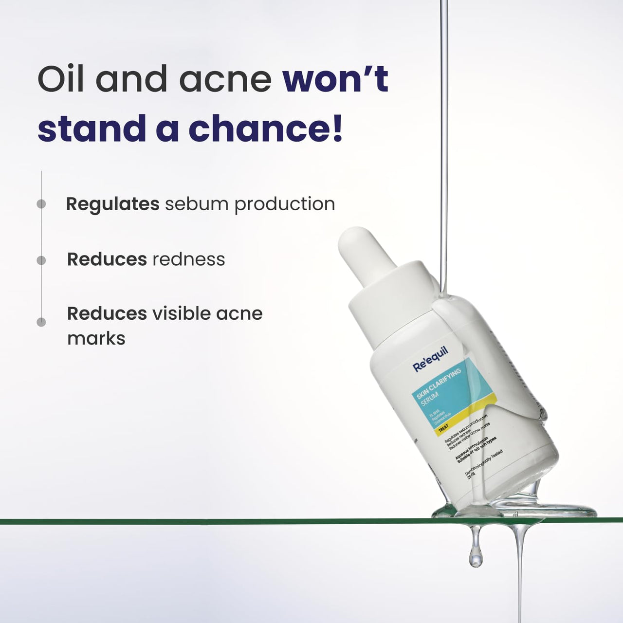 RE' EQUIL Skin Clarifying Serum | 1% Salicylic Acid, 5% Granactive | Treats Active Acne, Prevents Breakouts, Regulates Sebum Production | 25 Ml